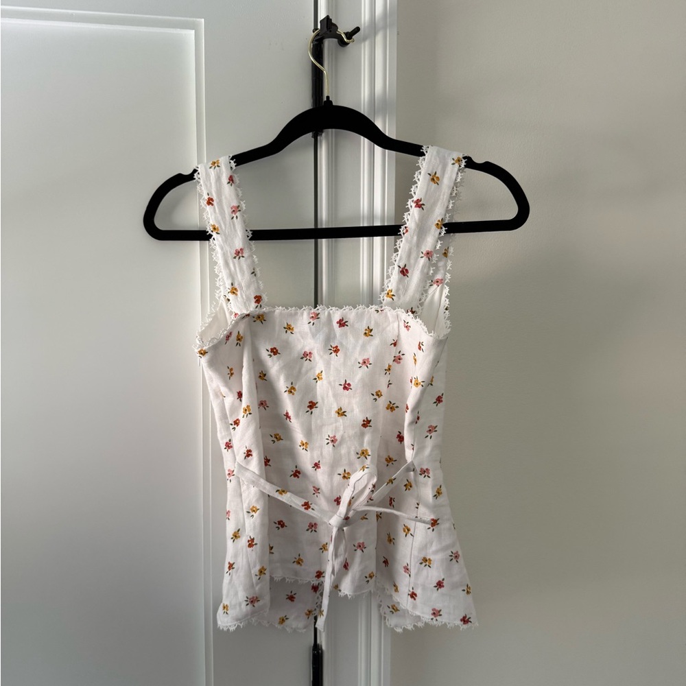 Reformation White Floral Reformation Viola Floral Linen Top/ Blouse😍 - Picture 7 of 8